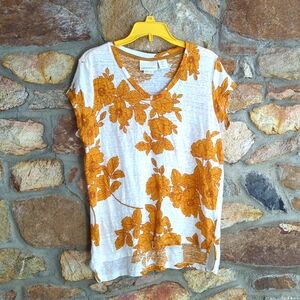 Cynthia Rowley floral 100% linen shirt